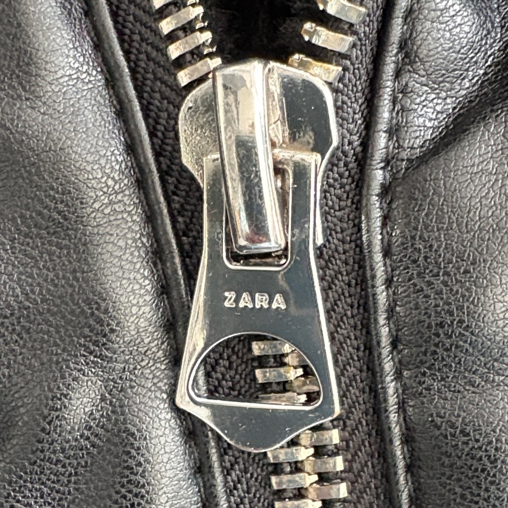 Zara Black Teddy Jacket with Faux Leather Accents - Picture 15 of 15